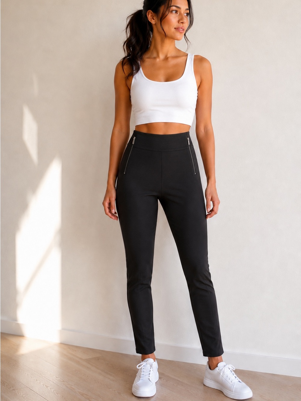 Zara Trafaluc Women Black Skinny Pants Zip Pockets Size S